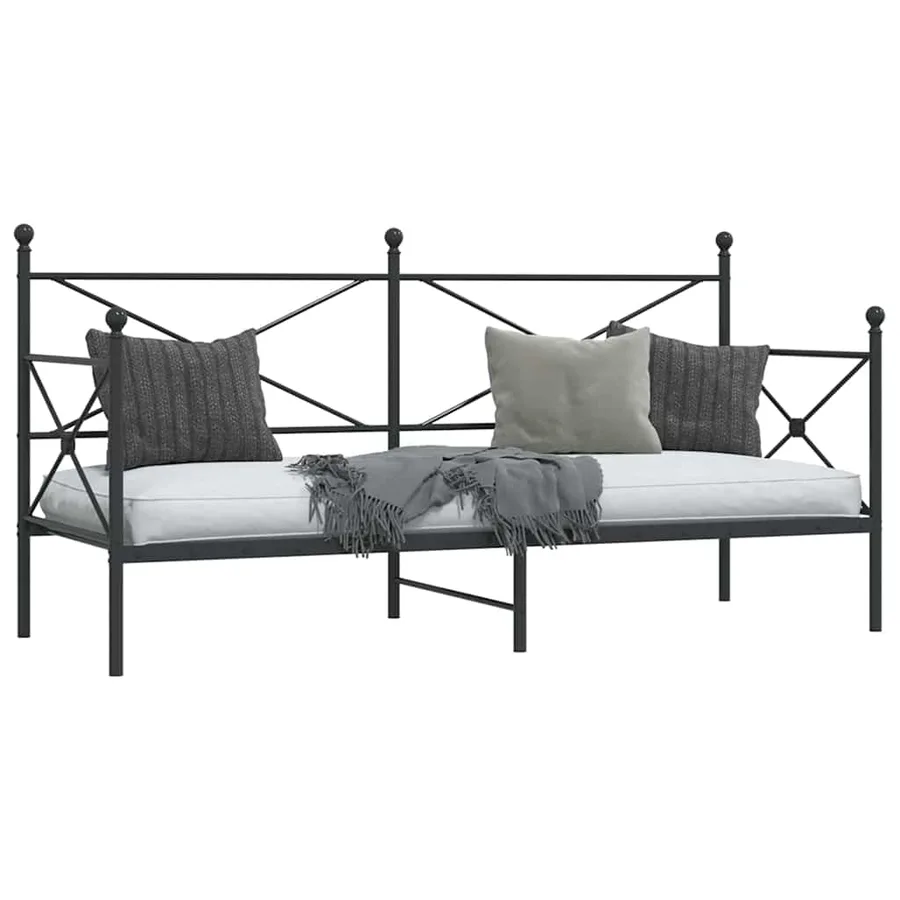 Lit de repos sans matelas noir 80x200 cm acier - 4
