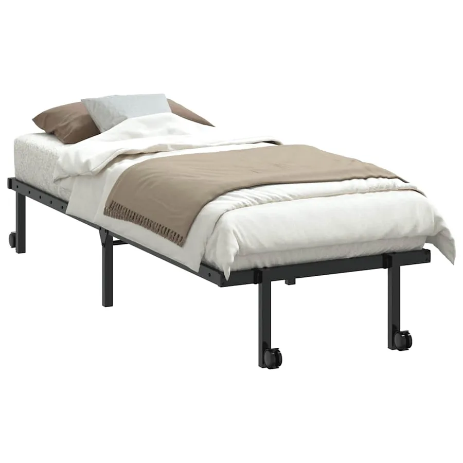 Cadre de lit sans matelas pliable noir 80x200 cm acier - 3