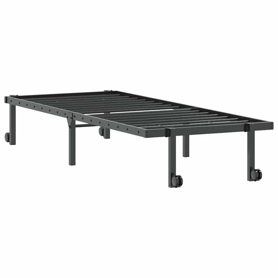 Cadre de lit sans matelas pliable noir 80x200 cm acier - 5