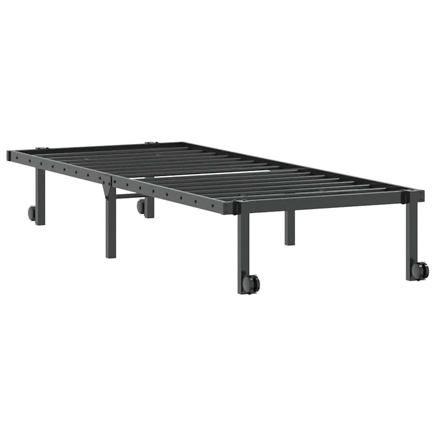 Cadre de lit sans matelas pliable noir 80x200 cm acier - 8