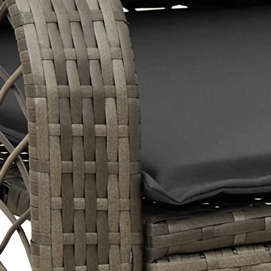 Chaise à bascule de jardin avec coussins gris résine tressée - 8