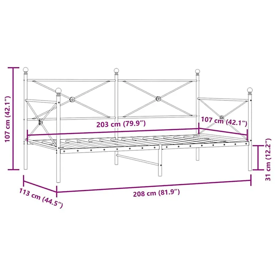 Lit de repos sans matelas blanc 107x203 cm acier - 11
