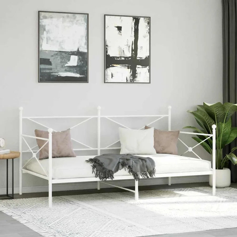 Lit de repos sans matelas blanc 107x203 cm acier - 3
