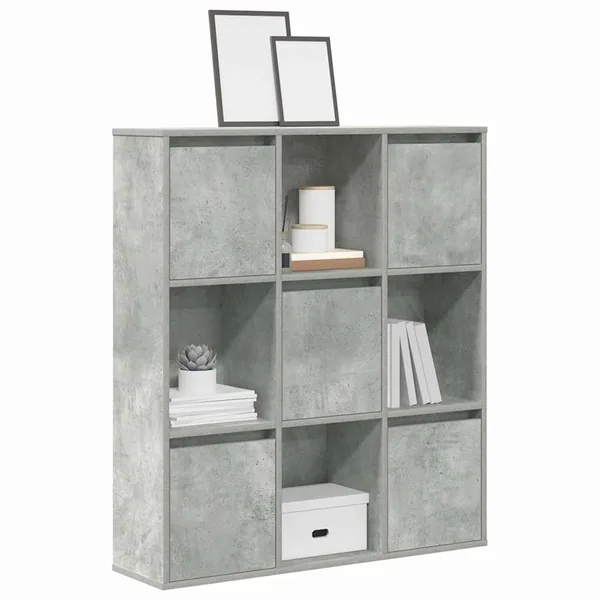 Bibliothèque gris béton 89x24x101,5 cm bois d'ingénierie