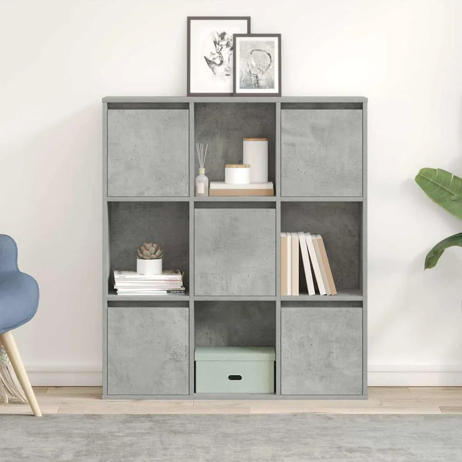 Bibliothèque gris béton 89x24x101,5 cm bois d'ingénierie - 3