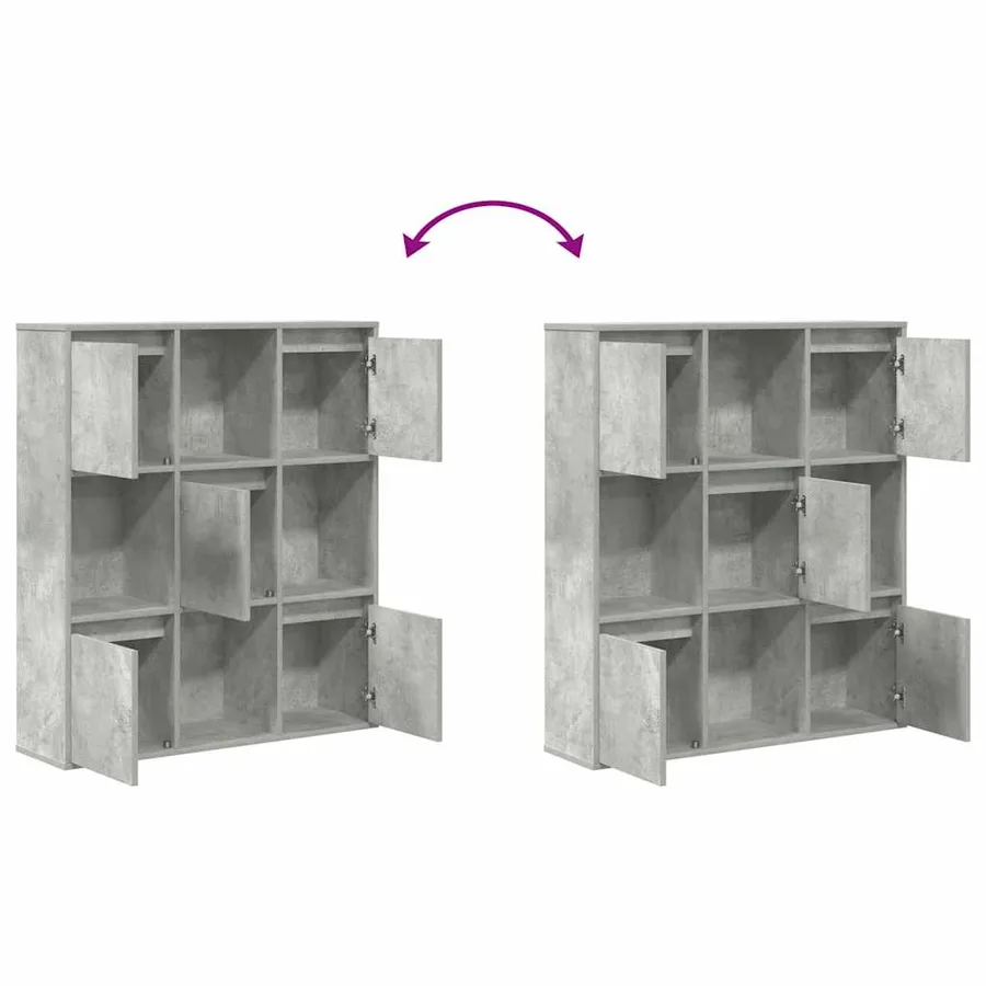 Bibliothèque gris béton 89x24x101,5 cm bois d'ingénierie - 7