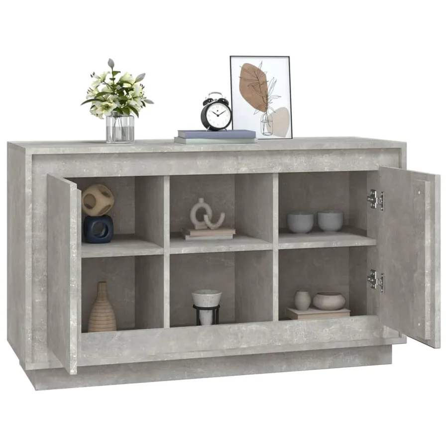 Buffet gris béton 102x35x60 cm bois d'ingénierie - 4