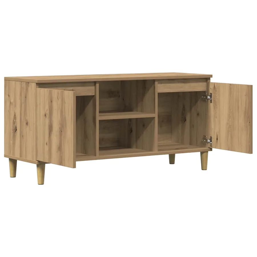 Meuble TV chêne artisanal 102x35x50 cm bois d'ingénierie - 7