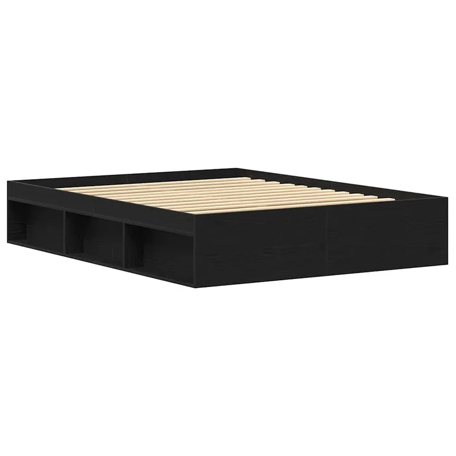 Cadre de lit sans matelas en chêne noir 150x200 cm bois d'ingénierie - 7