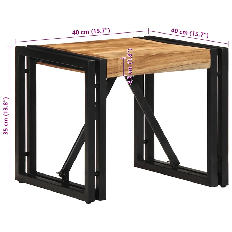 Table basse 40x40x35 cm bois massif acacia - 9