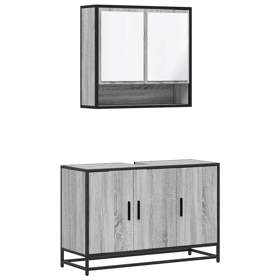 Ensemble de meubles de salle de bain 2 pcs Sonoma gris - 2