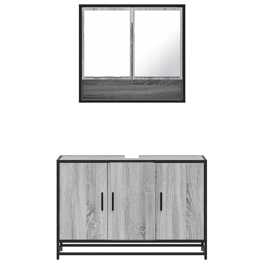 Ensemble de meubles de salle de bain 2 pcs Sonoma gris - 5