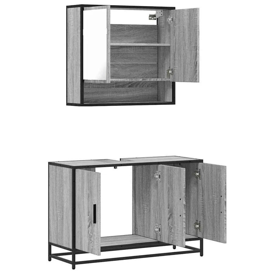 Ensemble de meubles de salle de bain 2 pcs Sonoma gris - 8