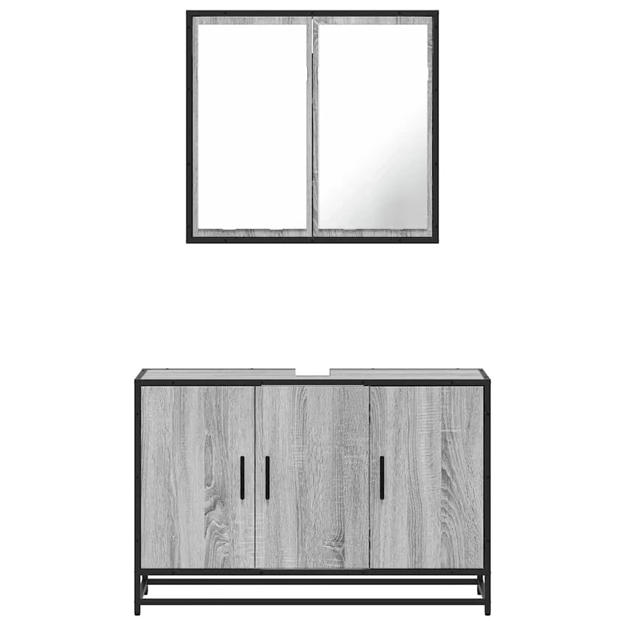 Ensemble de meubles de salle de bain 2 pcs Sonoma gris - 5