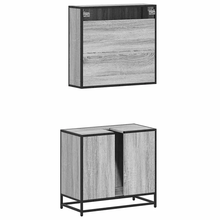 Ensemble de meubles de salle de bain 2 pcs Sonoma gris - 7