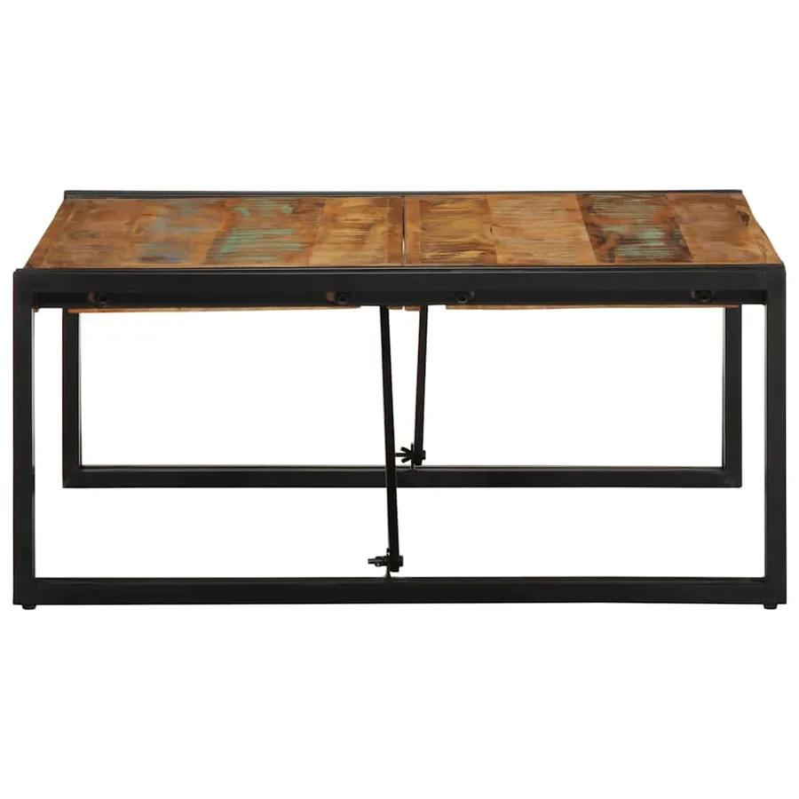 Table basse multicolore 80x80x35 cm bois de récupération massif - 3