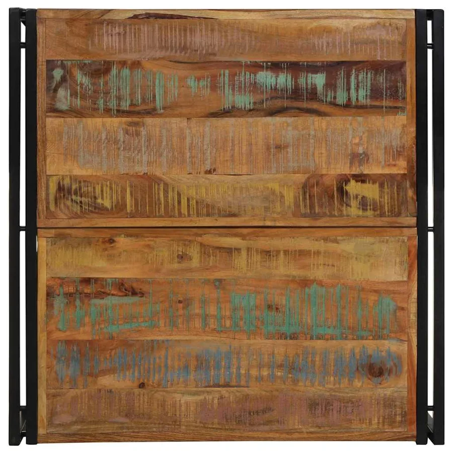 Table basse multicolore 80x80x35 cm bois de récupération massif - 4