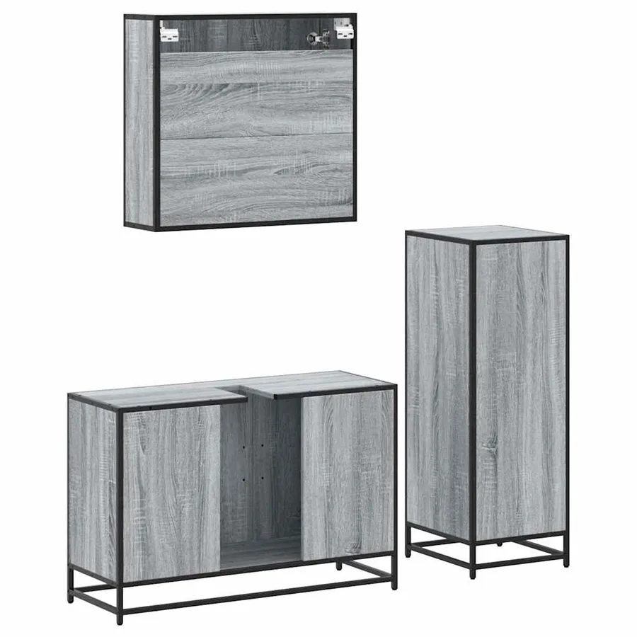 Ensemble de meubles de salle de bain 3 pcs Sonoma gris - 7