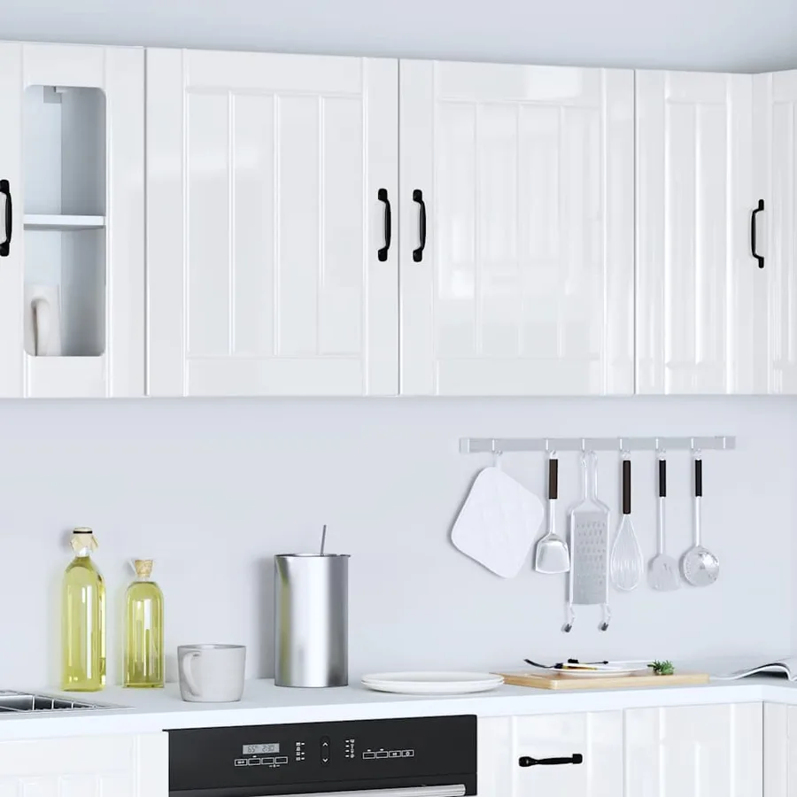 Armoires murales de cuisine 2 pcs Lucca Bois d'ingénierie blanc brillant - 4