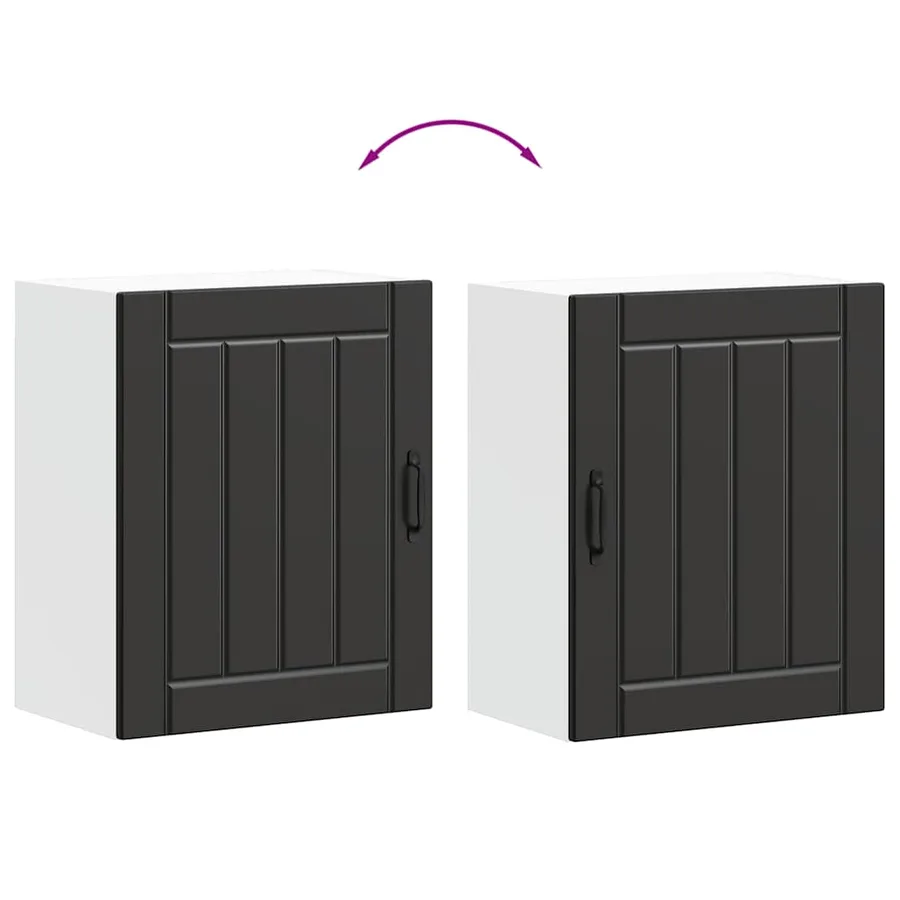 Armoires murales de cuisine 2 pcs Lucca en bois d'ingénierie noir - 10