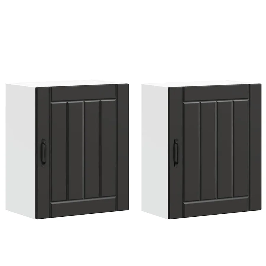 Armoires murales de cuisine 2 pcs Lucca en bois d'ingénierie noir - 2