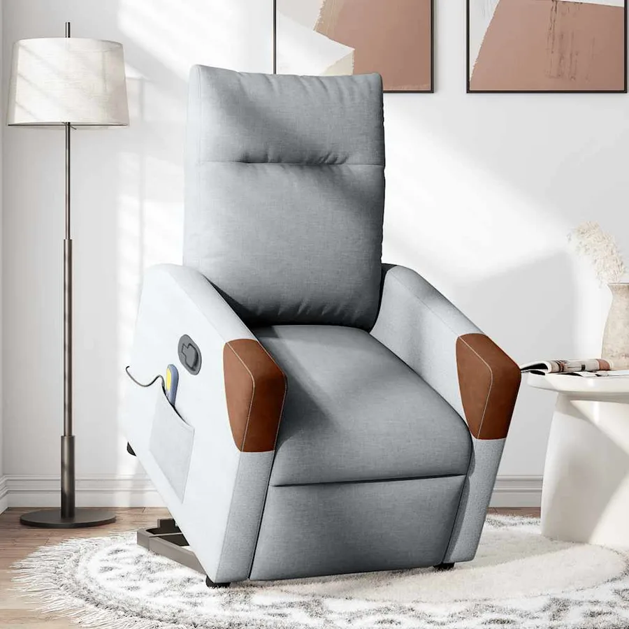 Fauteuil de massage inclinable Gris clair Tissu - 2