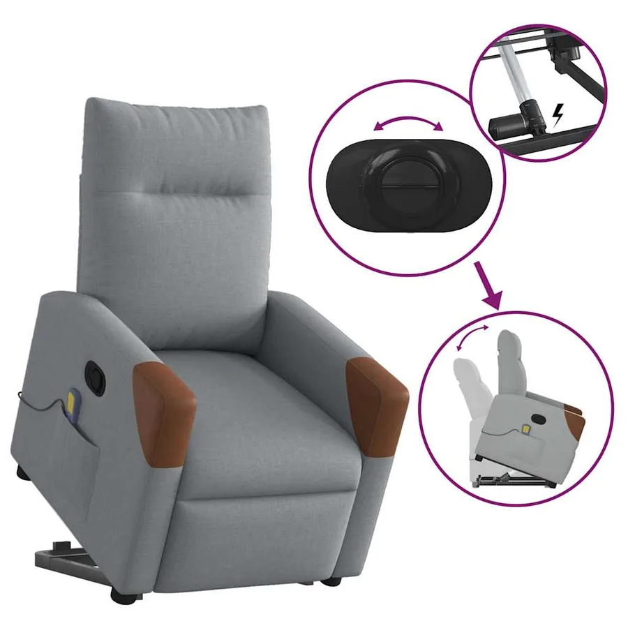Fauteuil de massage inclinable Gris clair Tissu - 9