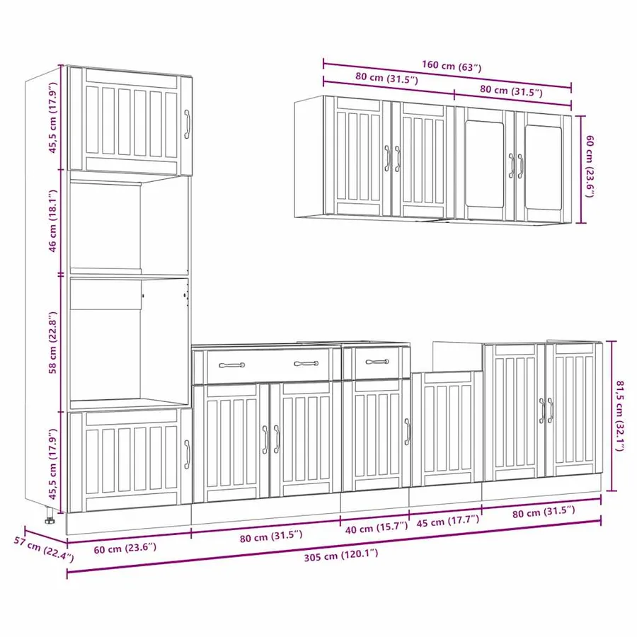 Ensemble d'armoires de cuisine 7 pcs Kalmar bois d'ingénierie - 11