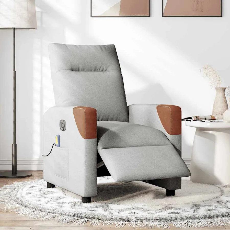 Fauteuil de massage inclinable électrique gris nuage tissu - 2