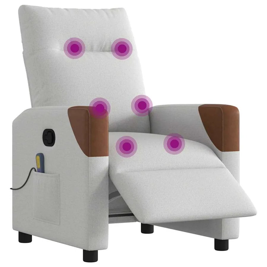 Fauteuil de massage inclinable électrique gris nuage tissu - 3