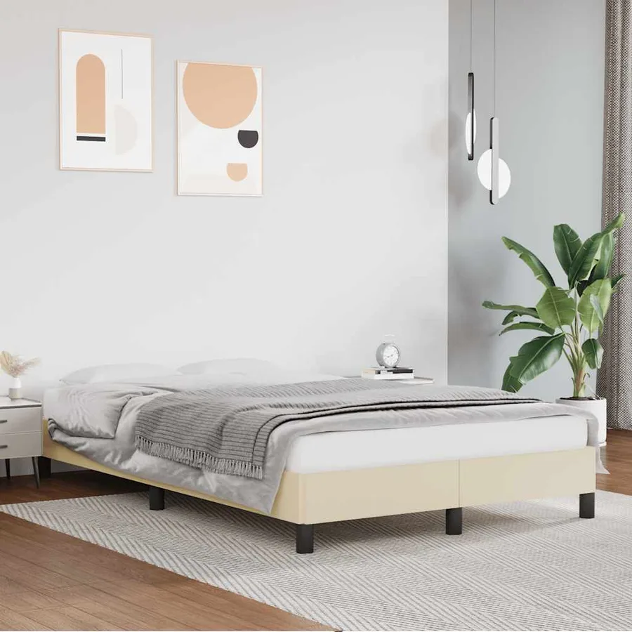 Cadre de lit sans matelas crème 120x190 cm similicuir - 4