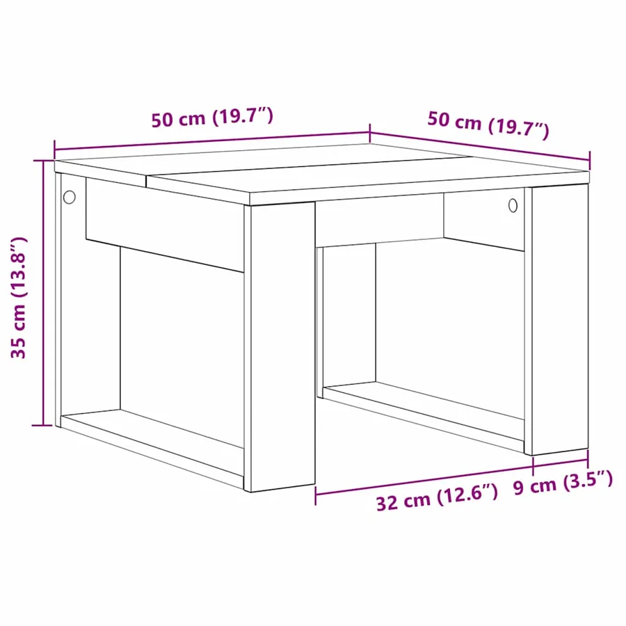 Table basse Chêne noir 50 x 50 x 35 cm Bois d'ingénierie - 10
