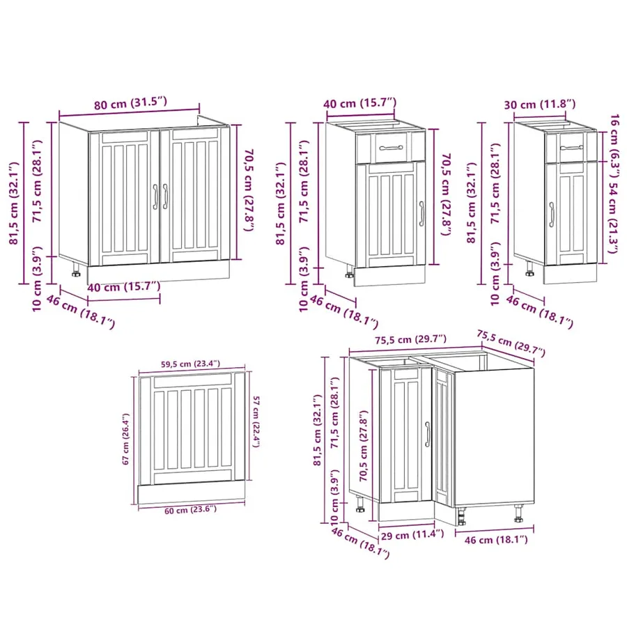 Ensemble d'armoires de cuisine 11 pcs Lucca bois d'ingénierie - 10