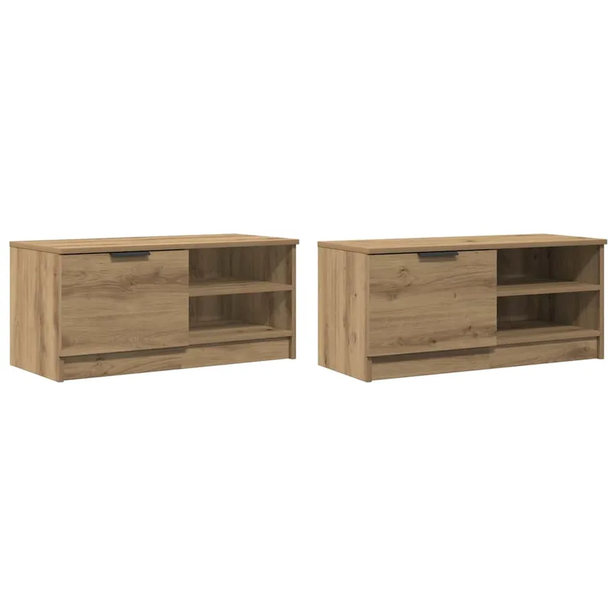 Meubles TV 2 pcs chêne artisanal 80x35x36,5cm bois d'ingénierie - 2