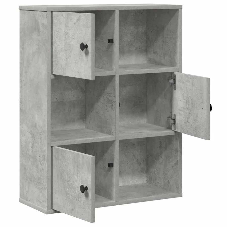Bibliothèque gris béton 60x24x76,5 cm bois d'ingénierie - 4