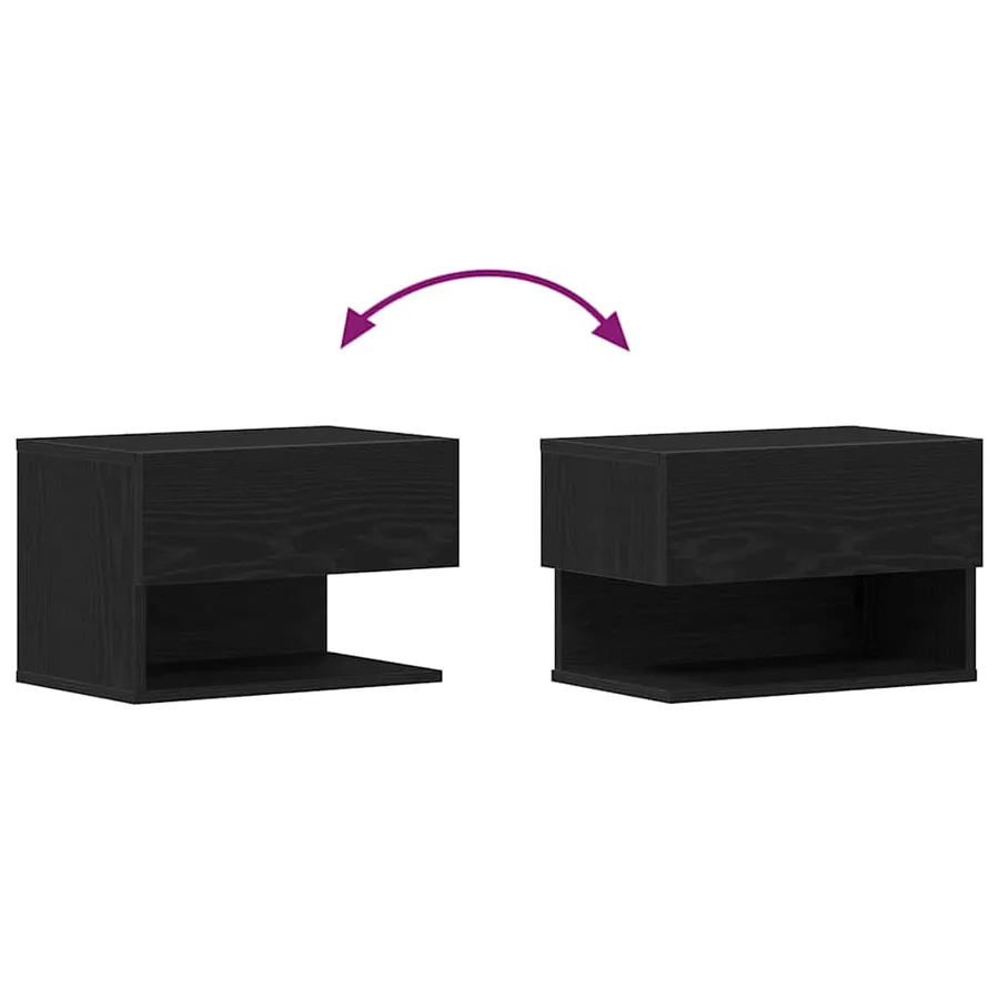Cabinet de chevet avec tiroir 2 pcs Chêne noir 46 x 30 x 30 cm - 12