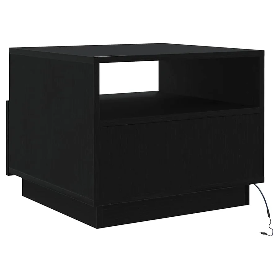 Table basse avec lumières LED chêne noir 50x49x40 cm - 8