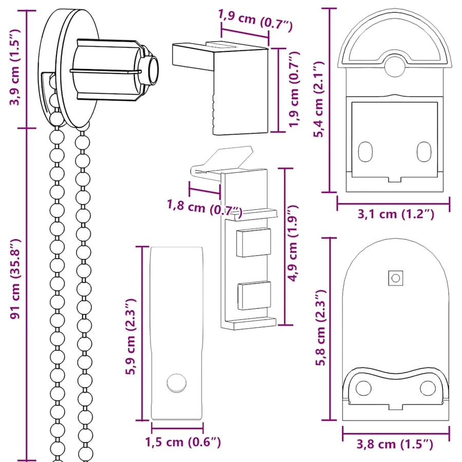 Raccords de store enrouleur 20 pcs 25 mm - 10