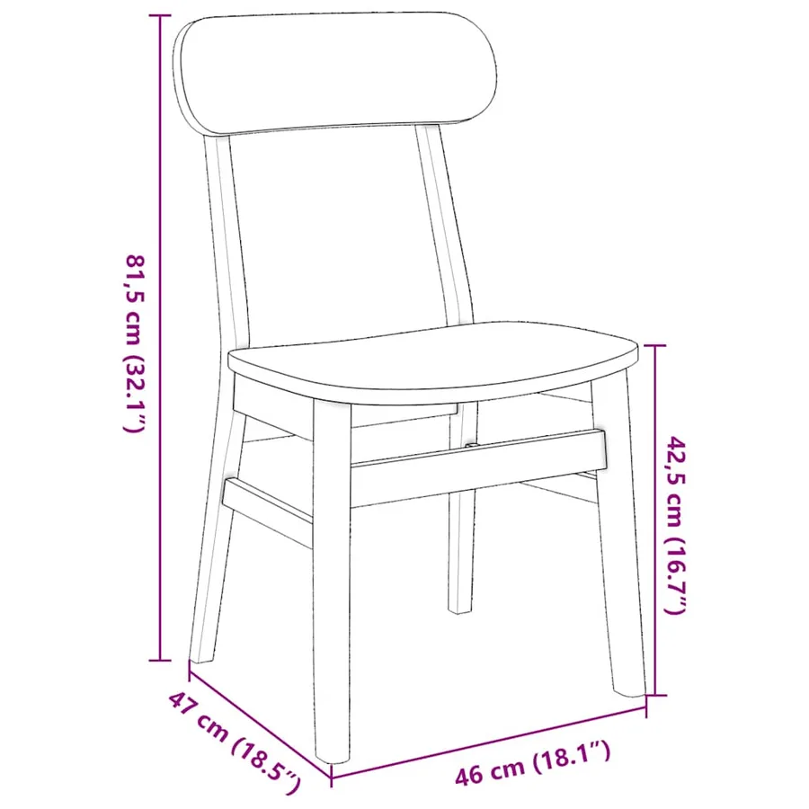Chaises à manger 2 pcs bois massif caoutchouc - 10