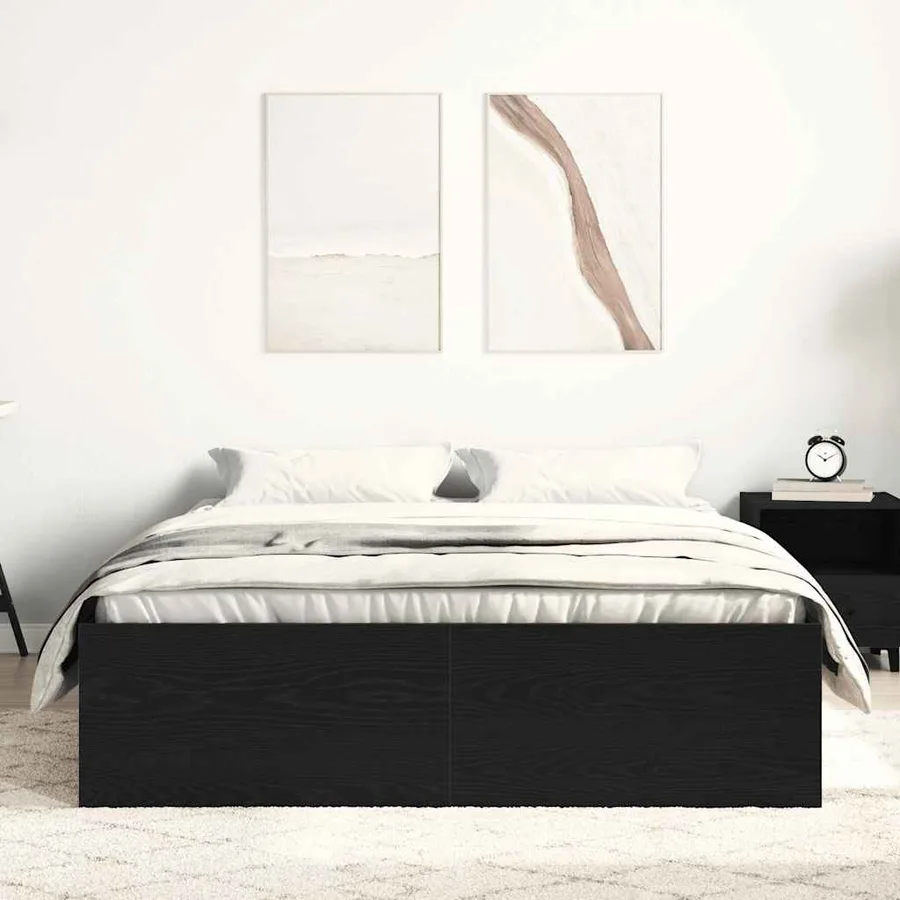Cadre de lit sans matelas chêne noir 120 x 190 cm bois d'ingénierie - 3