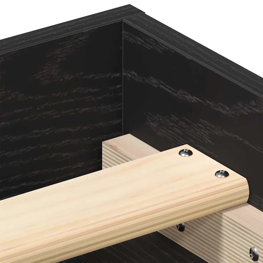 Cadre de lit sans matelas chêne noir 120 x 190 cm bois d'ingénierie - 8