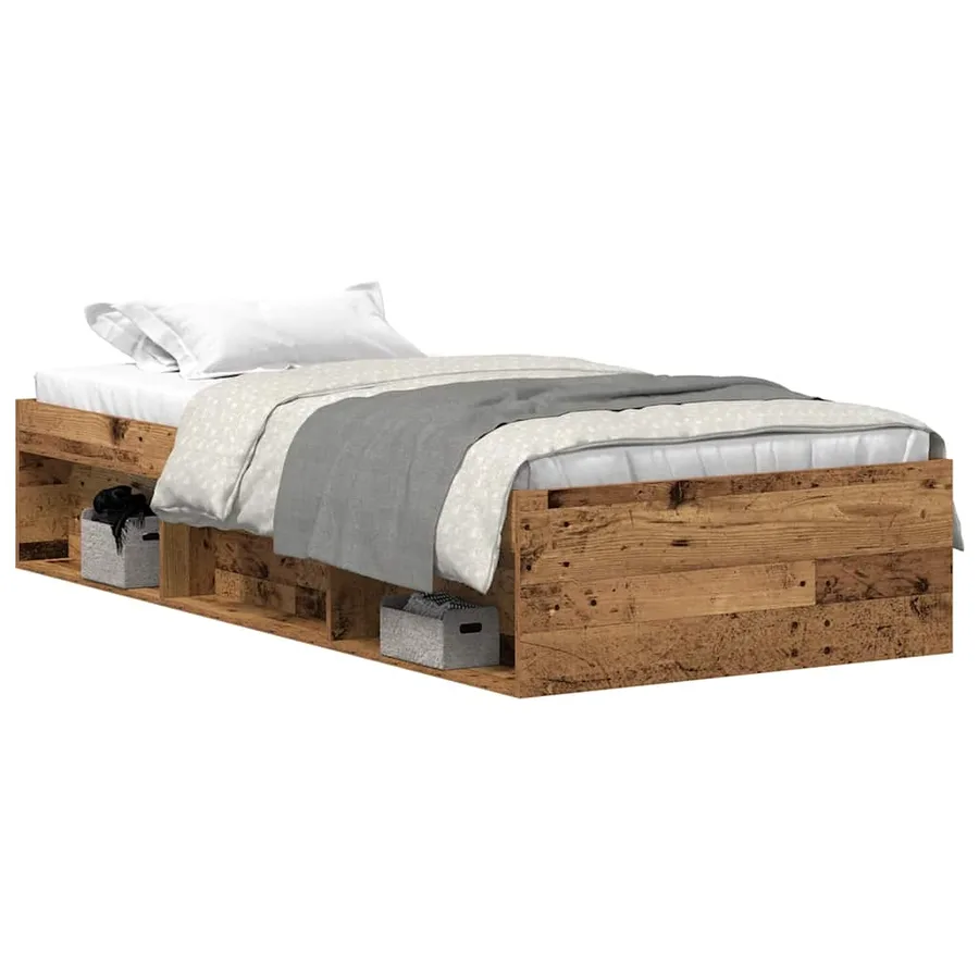 Cadre de lit sans matelas bois ancien 75 x 190 cm bois d'ingénierie - 2