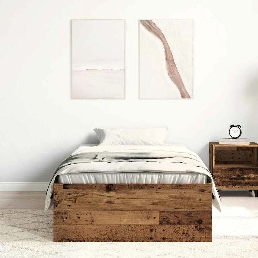 Cadre de lit sans matelas bois ancien 75 x 190 cm bois d'ingénierie - 3