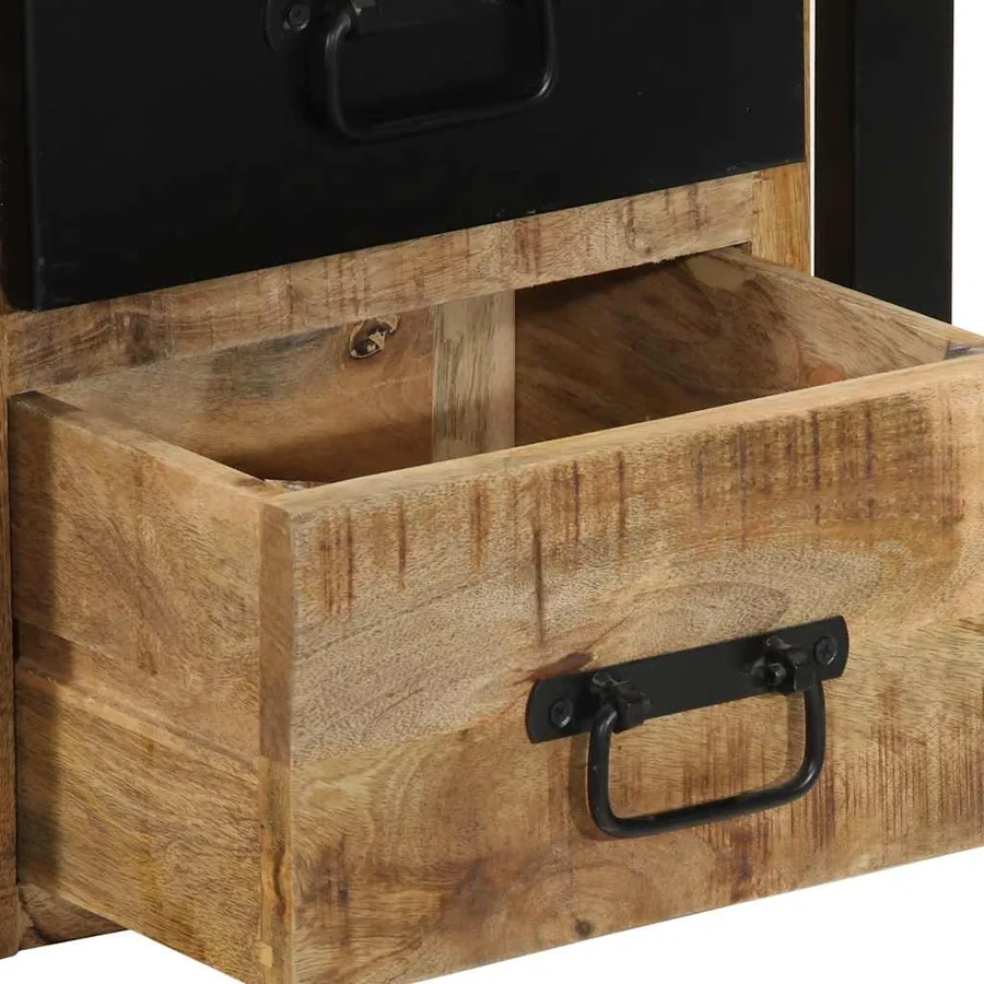 Tables de chevet 2 pcs 40x35x40 cm bois de manguier massif brut - 10