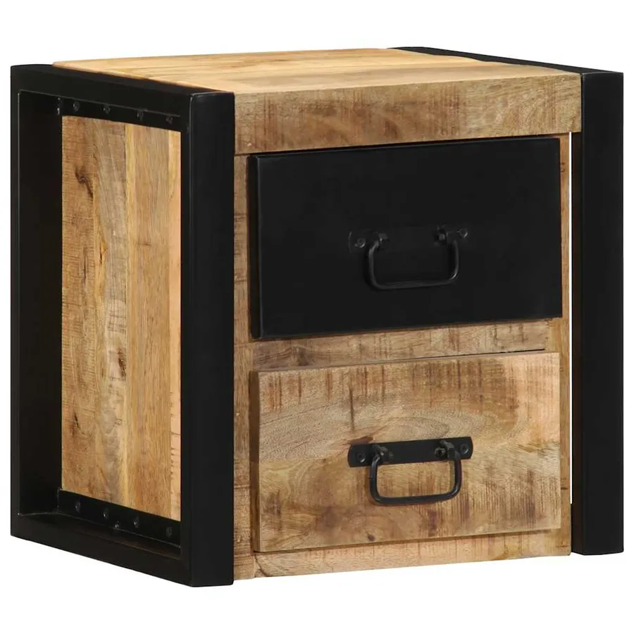 Tables de chevet 2 pcs 40x35x40 cm bois de manguier massif brut - 2