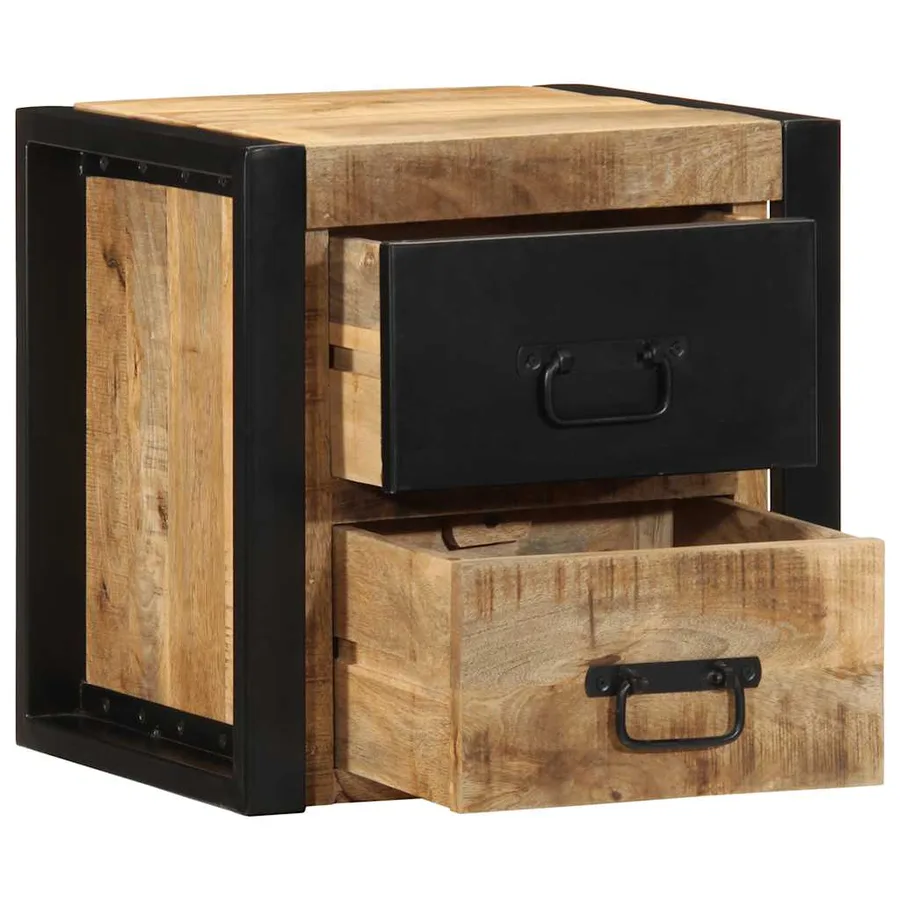 Tables de chevet 2 pcs 40x35x40 cm bois de manguier massif brut - 3