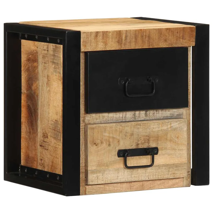 Tables de chevet 2 pcs 40x35x40 cm bois de manguier massif brut - 4