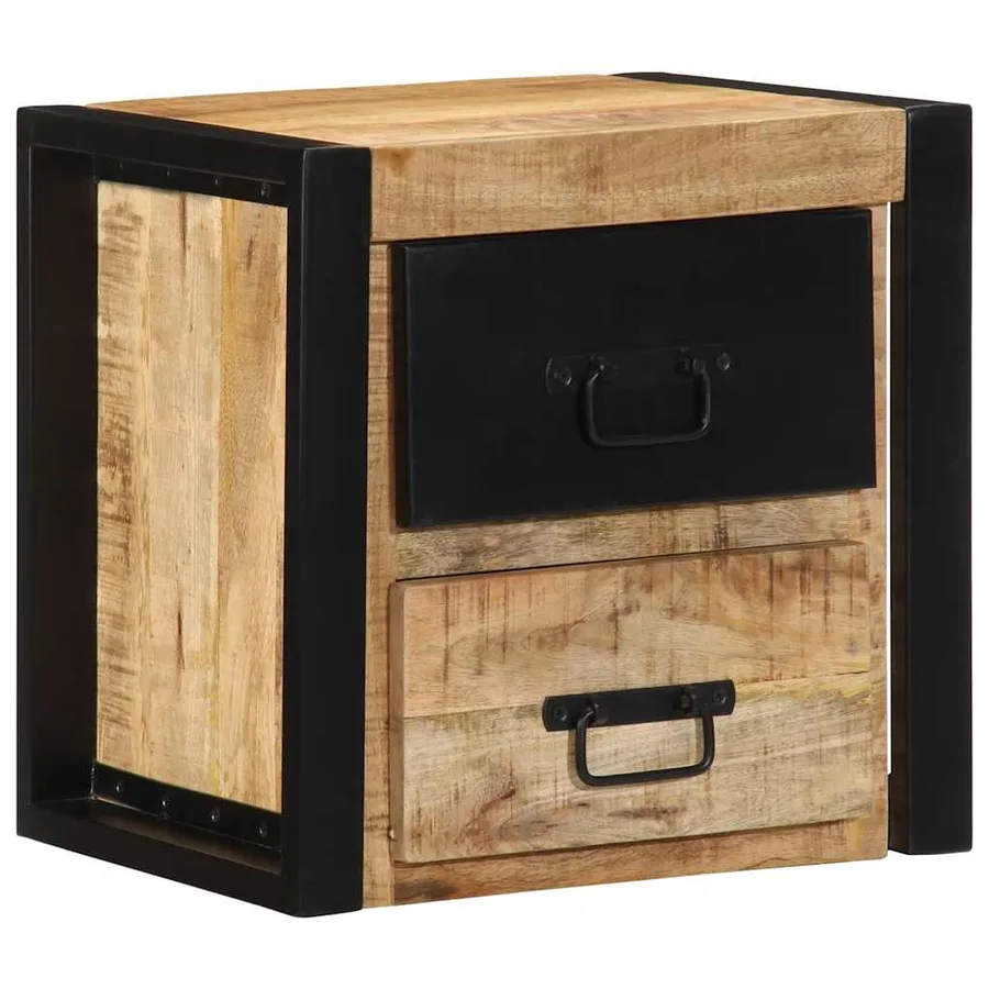 Tables de chevet 2 pcs 40x35x40 cm bois de manguier massif brut - 5