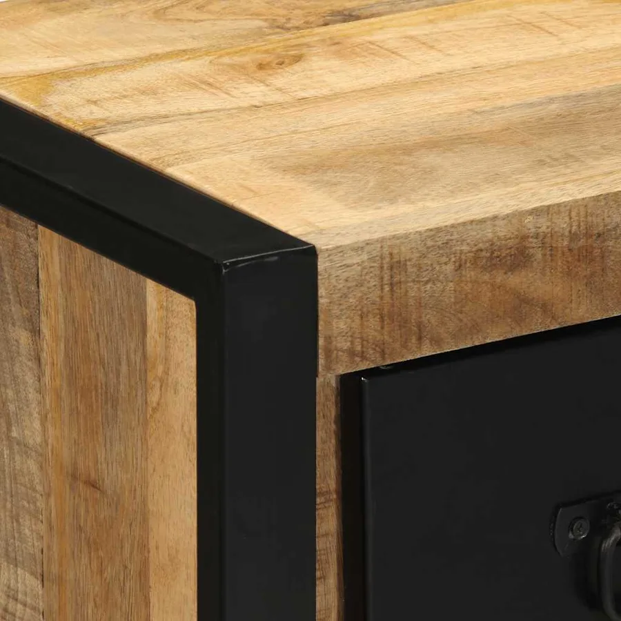 Tables de chevet 2 pcs 40x35x40 cm bois de manguier massif brut - 9
