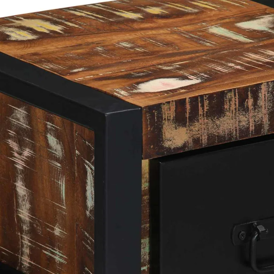 Tables de chevet 2 pcs multicolore 40x35x25cm bois récupération - 9
